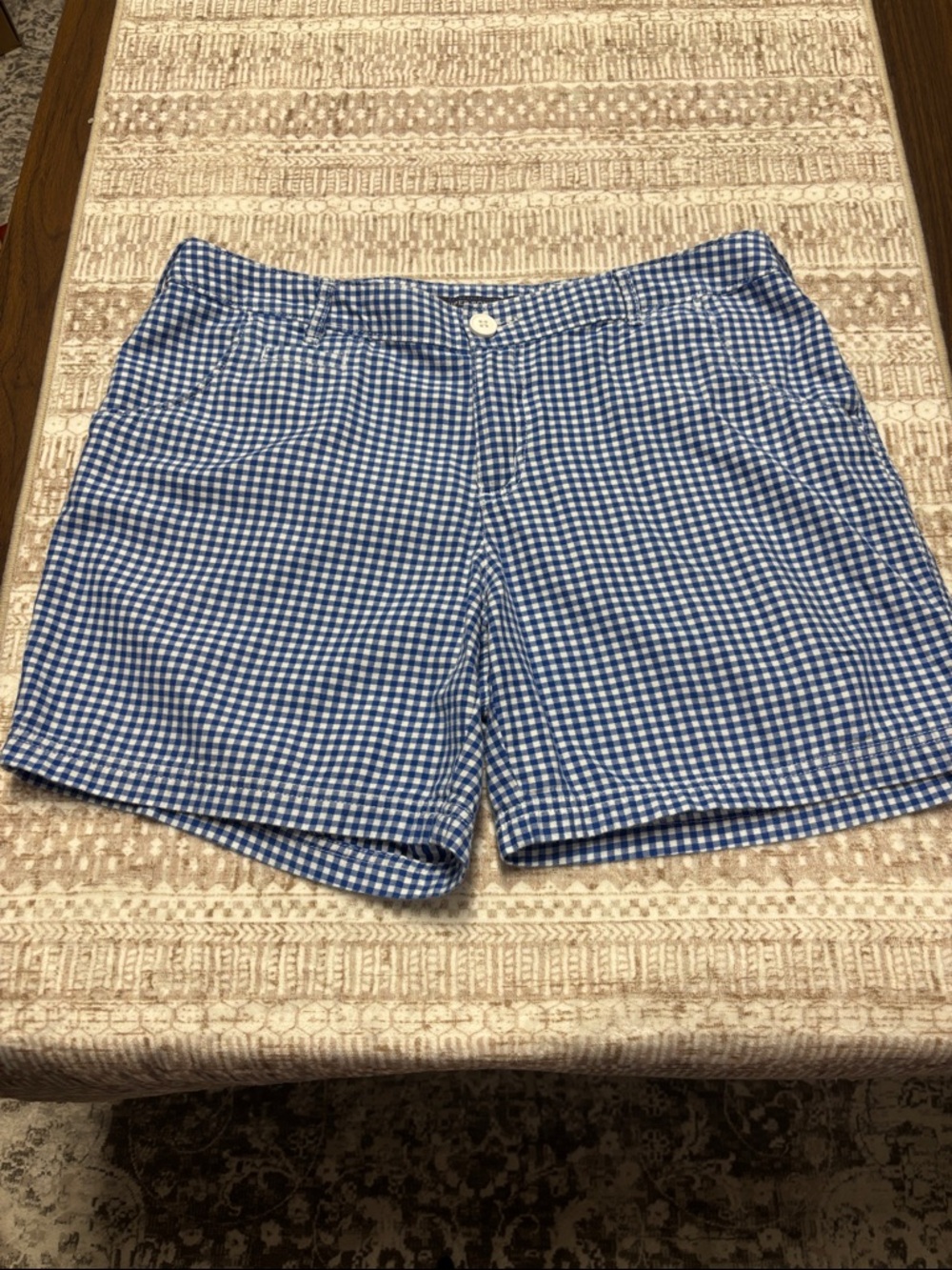 Columbia Blue and White Gingham Women’s Bermuda Shorts